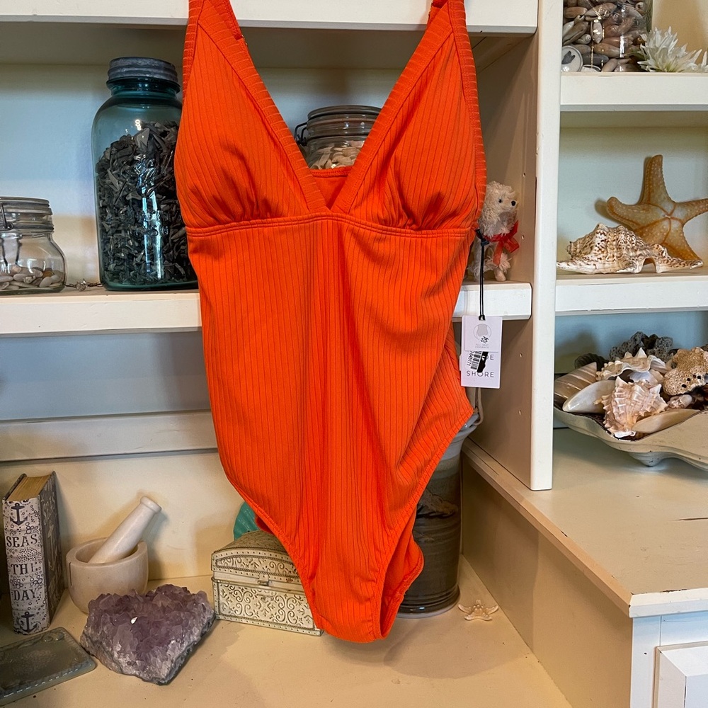 Orange one piece swimsuit